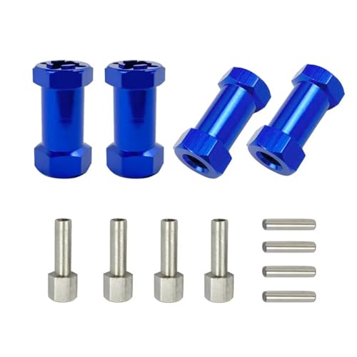 PLOQAZEH RC Autoteile Für Axial Für SCX10 D90 1/10 4 Pack Aluminium 12mm Hex Hub RC Auto Stick Adapter 15/20/25mm Erweitert Für Combo Koppler(Blue,25mm) von PLOQAZEH
