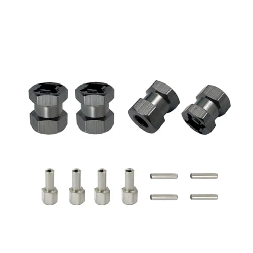 RC Autoteile Für Axial Für SCX10 D90 1/10 4 Pack Aluminium 12mm Hex Hub RC Auto Stick Adapter 15/20/25mm Erweitert Für Combo Koppler(Metallic,12mm) von PLOQAZEH