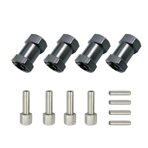 PLOQAZEH RC Autoteile Für Axial Für SCX10 D90 1/10 4 Pack Aluminium 12mm Hex Hub RC Auto Stick Adapter 15/20/25mm Erweitert Für Combo Koppler(Metallic,20mm) von PLOQAZEH