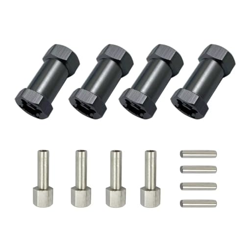 PLOQAZEH RC Autoteile Für Axial Für SCX10 D90 1/10 4 Pack Aluminium 12mm Hex Hub RC Auto Stick Adapter 15/20/25mm Erweitert Für Combo Koppler(Metallic,25mm) von PLOQAZEH