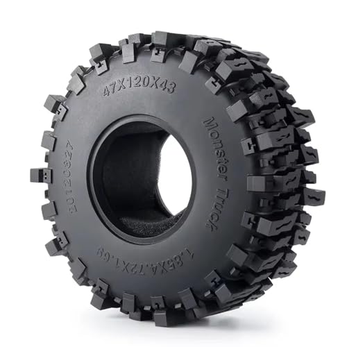 PLOQAZEH RC Autoteile Für Axial Für SCX10 D90 Für TRX4 Für SCX10 III Für Capra Für Wraith 1/10 Gummireifen Radreifen 1,9 Zoll/2,2 Zoll RC-Auto-Upgrade-Teile(1.9inch1pcs) von PLOQAZEH