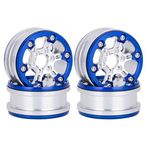 PLOQAZEH RC Autoteile Für Axial Für SCX10 Für TRX4 Für Capra Für TRX6 1/10 Leichte 7075 Aluminium 1,9 Beadlock Räder Felge Hub RC Crawler Upgrade Teile(Blue) von PLOQAZEH
