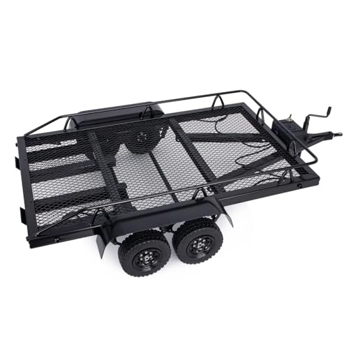 PLOQAZEH RC Autoteile Für Axial Für SCX10 Für TRX4 Für TRX6 D90 1/10 Doppelachse Mit Leichtmetall-Anhängerschaufel Flache Platte Großer Anhänger RC Für Rock Crawler von PLOQAZEH