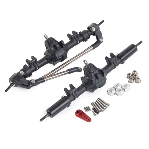 PLOQAZEH RC Autoteile Für Axial Für SCX10 II 90046 47 Für RGT 86100 1/10 Kunststoff Gerade Vorder-Hinterachse Set Mit Metall Vorwärts Rückwärts Kegelrad RC Crawler(Normal Axle Set) von PLOQAZEH