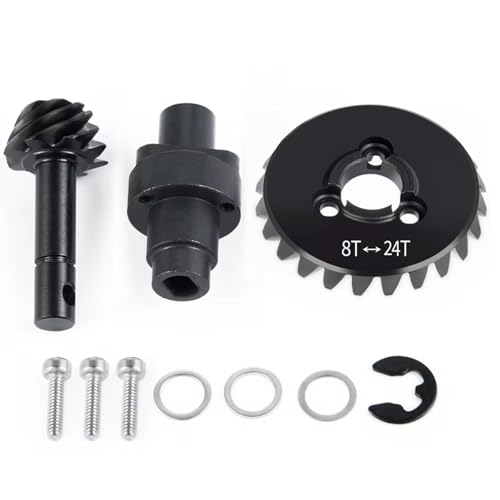 PLOQAZEH RC Autoteile Für Axial Für SCX10 II 90046 AR44 1/10 Stahl Helical Bevel Achsgetriebe RC Crawler Auto LKW Modell Upgrade Teil(8T 24T) von PLOQAZEH