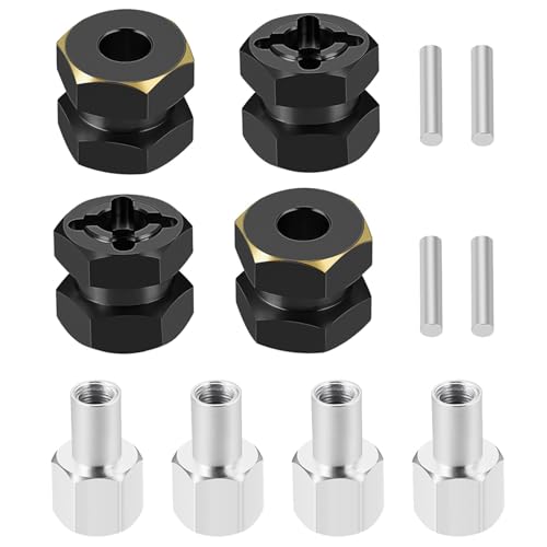 PLOQAZEH RC Autoteile Für Axial Für SCX10 II 90046 D90 1/10 RC Crawler Auto Teile 12/15/17/20/25mm Rad Hex Erweiterte Adapter Combiner Koppler Upgrade Zubehör(Black,12mm) von PLOQAZEH