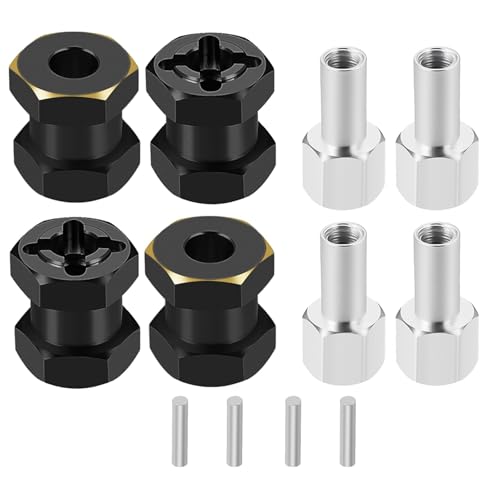 PLOQAZEH RC Autoteile Für Axial Für SCX10 II 90046 D90 1/10 RC Crawler Auto Teile 12/15/17/20/25mm Rad Hex Erweiterte Adapter Combiner Koppler Upgrade Zubehör(Black,15mm) von PLOQAZEH
