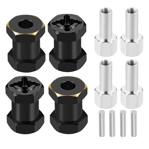 PLOQAZEH RC Autoteile Für Axial Für SCX10 II 90046 D90 1/10 RC Crawler Auto Teile 12/15/17/20/25mm Rad Hex Erweiterte Adapter Combiner Koppler Upgrade Zubehör(Black,17mm) von PLOQAZEH