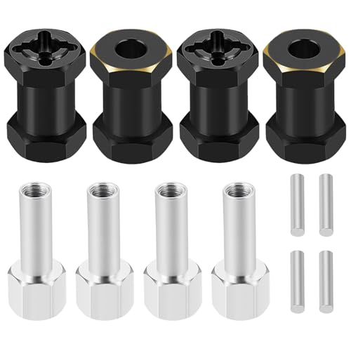 PLOQAZEH RC Autoteile Für Axial Für SCX10 II 90046 D90 1/10 RC Crawler Auto Teile 12/15/17/20/25mm Rad Hex Erweiterte Adapter Combiner Koppler Upgrade Zubehör(Black,20mm) von PLOQAZEH