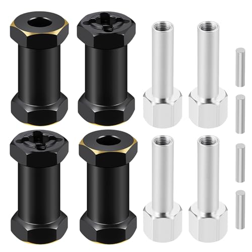 PLOQAZEH RC Autoteile Für Axial Für SCX10 II 90046 D90 1/10 RC Crawler Auto Teile 12/15/17/20/25mm Rad Hex Erweiterte Adapter Combiner Koppler Upgrade Zubehör(Black,25mm) von PLOQAZEH