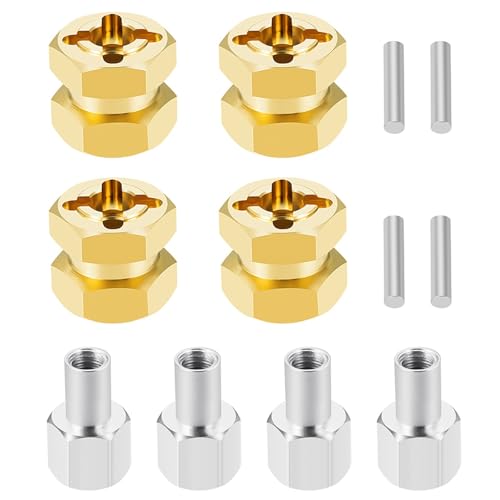 PLOQAZEH RC Autoteile Für Axial Für SCX10 II 90046 D90 1/10 RC Crawler Auto Teile 12/15/17/20/25mm Rad Hex Erweiterte Adapter Combiner Koppler Upgrade Zubehör(Yellow,12mm) von PLOQAZEH