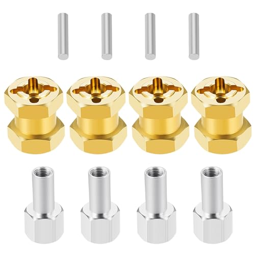 PLOQAZEH RC Autoteile Für Axial Für SCX10 II 90046 D90 1/10 RC Crawler Auto Teile 12/15/17/20/25mm Rad Hex Erweiterte Adapter Combiner Koppler Upgrade Zubehör(Yellow,15mm) von PLOQAZEH