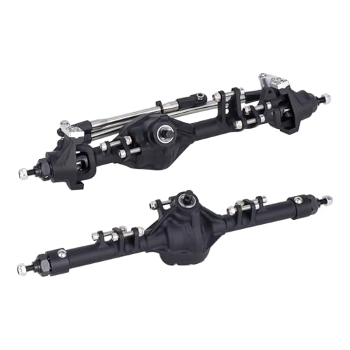 PLOQAZEH RC Autoteile Für Axial Für SCX10 II VS4-10 1/10 CNC Aluminium Achse Legierung Vorne Und Hinten Gerade Achsen RC Crawler Upgrade Teile Ersatz Teile(Black,Front Rear) von PLOQAZEH