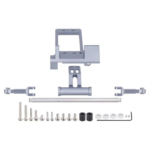PLOQAZEH RC Autoteile Für Axial Für SCX10 III 1/10 Aluminium BAT Servo Halterung Mit Hydraulische Lenkung Link Portal Achse Für LCG Für Chassis DIY Teile(Silver) von PLOQAZEH