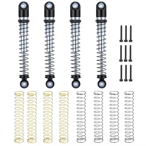 PLOQAZEH RC Autoteile Für Axial Für SCX24 90081 Für Deadbolt Für Gladiator Für Wrangler 1/24 Aluminium 48mm Stoßdämpfer Dämpfer RC Crawler Auto LKW Teile(Black Silver) von PLOQAZEH