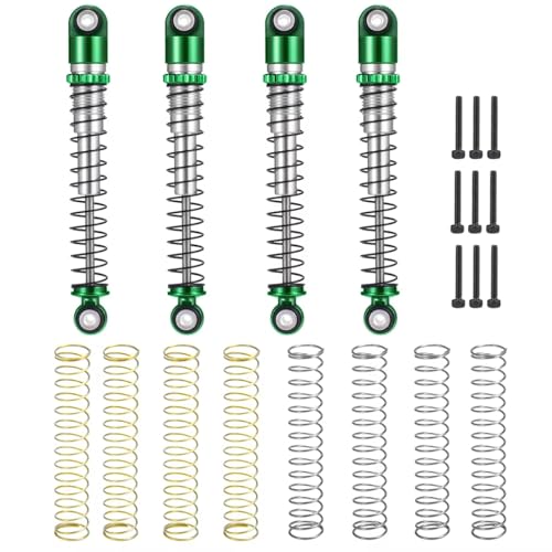 PLOQAZEH RC Autoteile Für Axial Für SCX24 90081 Für Deadbolt Für Gladiator Für Wrangler 1/24 Aluminium 48mm Stoßdämpfer Dämpfer RC Crawler Auto LKW Teile(Green Silver) von PLOQAZEH