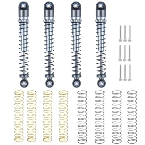 PLOQAZEH RC Autoteile Für Axial Für SCX24 90081 Für Deadbolt Für Gladiator Für Wrangler 1/24 Aluminium 48mm Stoßdämpfer Dämpfer RC Crawler Auto LKW Teile(Grey Silver) von PLOQAZEH