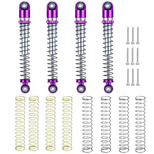 PLOQAZEH RC Autoteile Für Axial Für SCX24 90081 Für Deadbolt Für Gladiator Für Wrangler 1/24 Aluminium 48mm Stoßdämpfer Dämpfer RC Crawler Auto LKW Teile(Purple Silver) von PLOQAZEH
