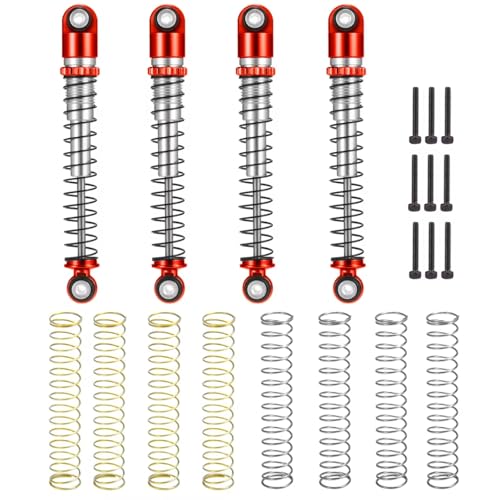 PLOQAZEH RC Autoteile Für Axial Für SCX24 90081 Für Deadbolt Für Gladiator Für Wrangler 1/24 Aluminium 48mm Stoßdämpfer Dämpfer RC Crawler Auto LKW Teile(Red Silver) von PLOQAZEH