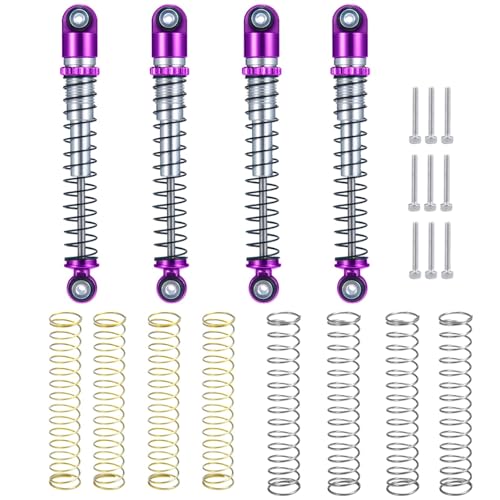 PLOQAZEH RC Autoteile Für Axial Für SCX24 90081 Für Deadbolt Für Gladiator Für Wrangler Für Bronco 1/24 RC Crawler Auto LKW Teile 48mm Stoßdämpfer Dämpfer Zubehör(Purple) von PLOQAZEH