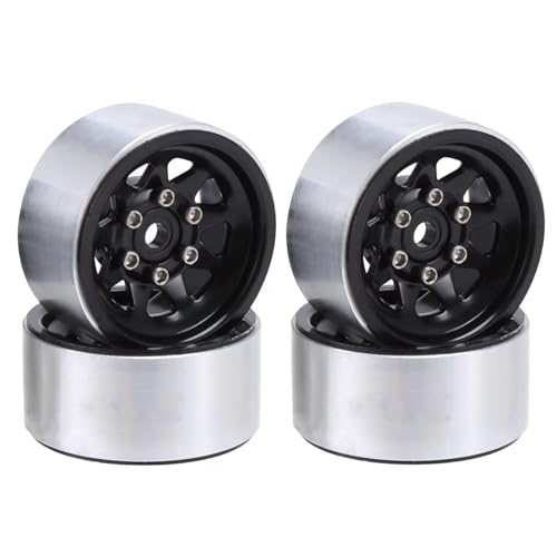 PLOQAZEH RC Autoteile Für Axial Für SCX24 AX24 Für TRX4-M 1/18 1/24 1,0 "Beadlock Felge Deep Dish Gestempelt Stahl Hub RC Crawler Auto Upgrade Teile(Black) von PLOQAZEH