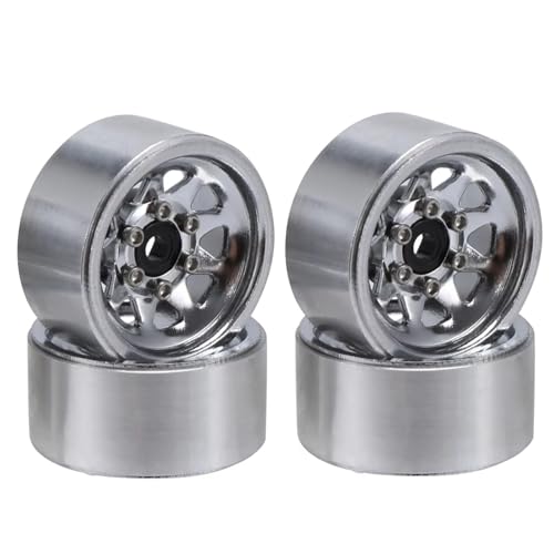PLOQAZEH RC Autoteile Für Axial Für SCX24 AX24 Für TRX4-M 1/18 1/24 1,0 "Beadlock Felge Deep Dish Gestempelt Stahl Hub RC Crawler Auto Upgrade Teile(Silver) von PLOQAZEH