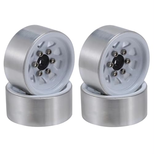 PLOQAZEH RC Autoteile Für Axial Für SCX24 AX24 Für TRX4-M 1/18 1/24 1,0 "Beadlock Felge Deep Dish Gestempelt Stahl Hub RC Crawler Auto Upgrade Teile(White) von PLOQAZEH