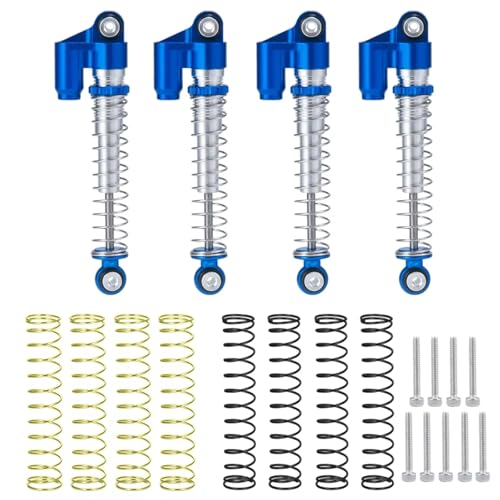 PLOQAZEH RC Autoteile Für Axial Für SCX24 Für Deadbolt C10 Für Wrangler Für Gladiator Für Bronco 1/24 43mm Aluminium Stoßdämpfer Dämpfer RC Crawler Auto Teile(Blue Silver) von PLOQAZEH