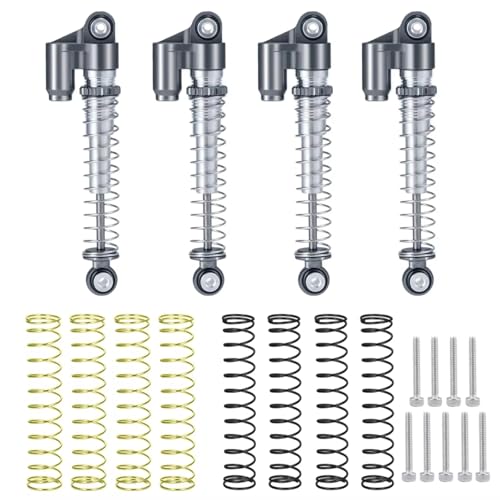 PLOQAZEH RC Autoteile Für Axial Für SCX24 Für Deadbolt C10 Für Wrangler Für Gladiator Für Bronco 1/24 43mm Aluminium Stoßdämpfer Dämpfer RC Crawler Auto Teile(Grey Silver) von PLOQAZEH