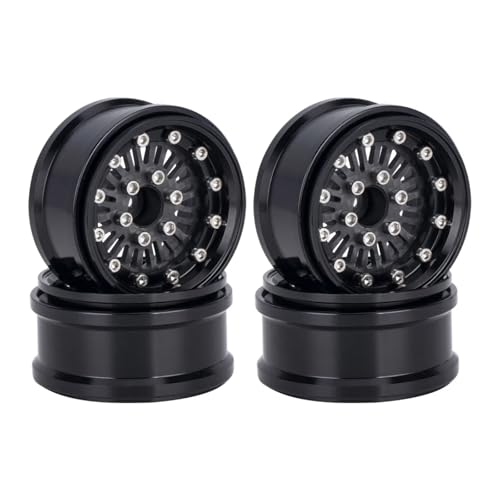 PLOQAZEH RC Autoteile Für Axial Für Scx10 D90 Für Trx4 Für Trx6 1/10 Auto 6061 Aluminiumlegierung 1,9 Zoll Beadlock-Räder Mit Einstellbarem Versatz Felgennabe RC Crawler(Black,Size 1) von PLOQAZEH