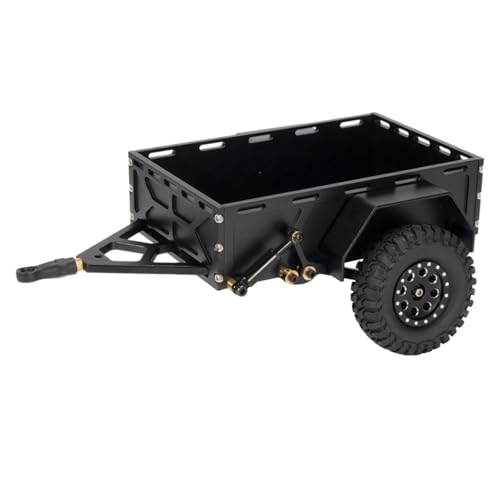 PLOQAZEH RC Autoteile Für Defender Für Bronco Für TRX4-M K10 1/18 CNC Aluminium Utility Trailer Mit Hitch Mount RC Crawler High Trail Scale Zubehör(Black) von PLOQAZEH