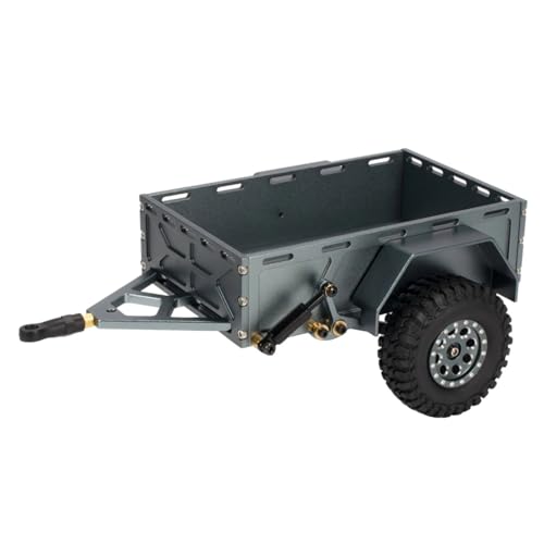 PLOQAZEH RC Autoteile Für Defender Für Bronco Für TRX4-M K10 1/18 CNC Aluminium Utility Trailer Mit Hitch Mount RC Crawler High Trail Scale Zubehör(Gray) von PLOQAZEH