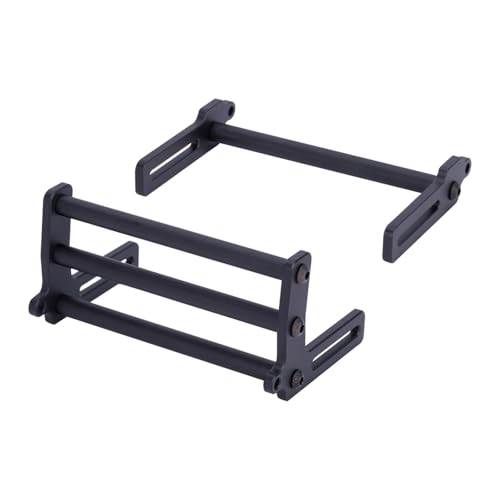 PLOQAZEH RC Autoteile Für Dodge Für Axial Für SCX10 Für TRX4 Für LCG Für Chassis FJ40 1/10 Verstellbare Aluminium-Bullbars Vorn Und Hinten Power Wagon Body RC Crawler(Black,Size1) von PLOQAZEH