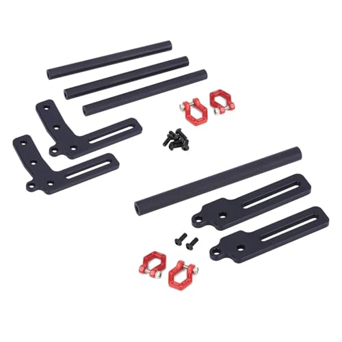 PLOQAZEH RC Autoteile Für Dodge Für Axial Für SCX10 Für TRX4 Für LCG Für Chassis FJ40 1/10 Verstellbare Aluminium-Bullbars Vorn Und Hinten Power Wagon Body RC Crawler(Black,Size2) von PLOQAZEH