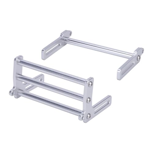 PLOQAZEH RC Autoteile Für Dodge Für Axial Für SCX10 Für TRX4 Für LCG Für Chassis FJ40 1/10 Verstellbare Aluminium-Bullbars Vorn Und Hinten Power Wagon Body RC Crawler(Silver,Size1) von PLOQAZEH