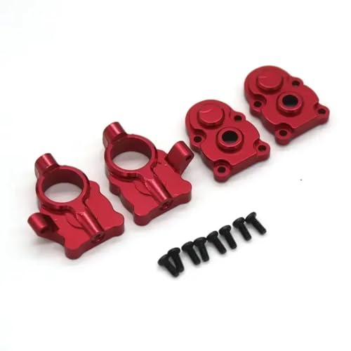 PLOQAZEH RC Autoteile Für FMS Für FCX24 1/24 Für Kleine Sieben Rc Auto Tür Achse Metall Getriebe Upgrade Teile C Block Lenkung Tasse Getriebe Abdeckung(Red) von PLOQAZEH