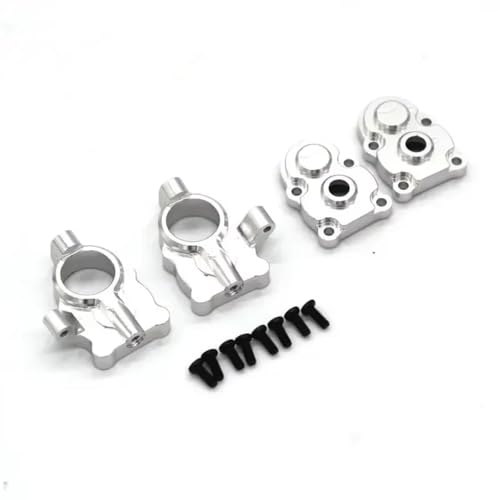 PLOQAZEH RC Autoteile Für FMS Für FCX24 1/24 Für Kleine Sieben Rc Auto Tür Achse Metall Getriebe Upgrade Teile C Block Lenkung Tasse Getriebe Abdeckung(Silver) von PLOQAZEH