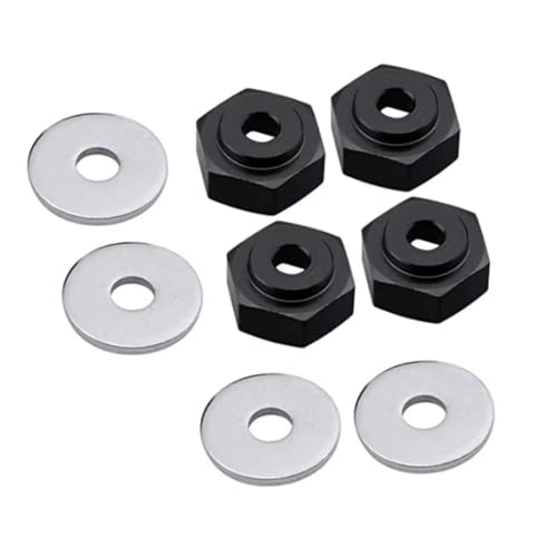 PLOQAZEH RC Autoteile Für HSP 1/10 1/8 12mm Bis 17mm Rad Adapter Stick Hub Combiner Hexagonal Hex Loch 6mm Teile RC Auto Für Buggy Für Monster Truck(Black) von PLOQAZEH