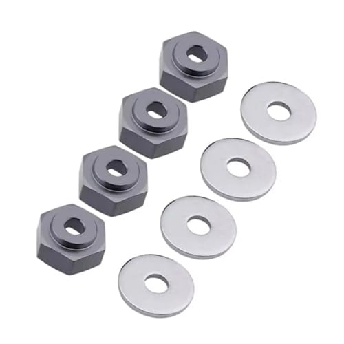 PLOQAZEH RC Autoteile Für HSP 1/10 1/8 12mm Bis 17mm Rad Adapter Stick Hub Combiner Hexagonal Hex Loch 6mm Teile RC Auto Für Buggy Für Monster Truck(Gray) von PLOQAZEH
