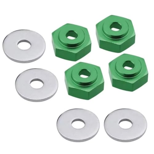 PLOQAZEH RC Autoteile Für HSP 1/10 1/8 12mm Bis 17mm Rad Adapter Stick Hub Combiner Hexagonal Hex Loch 6mm Teile RC Auto Für Buggy Für Monster Truck(Green) von PLOQAZEH