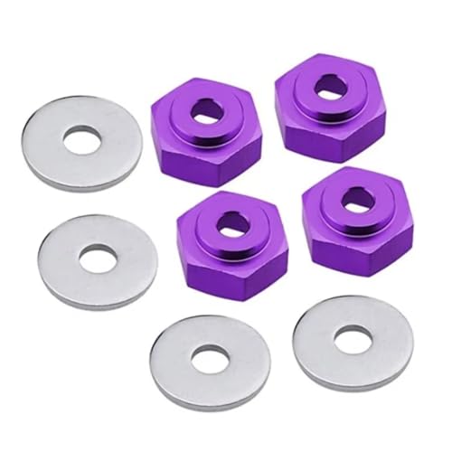 PLOQAZEH RC Autoteile Für HSP 1/10 1/8 12mm Bis 17mm Rad Adapter Stick Hub Combiner Hexagonal Hex Loch 6mm Teile RC Auto Für Buggy Für Monster Truck(Purple) von PLOQAZEH