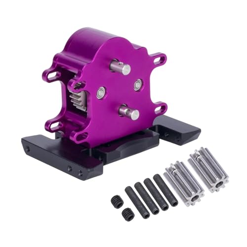 PLOQAZEH RC Autoteile Für LCG Cheater Rigs Für SCX10 PRO Für Capra 1/10 RC Crawler Teile CNC Aluminium Doppelgetriebe Overdrive Getriebe Installierbar 2 Motoren(Purple) von PLOQAZEH