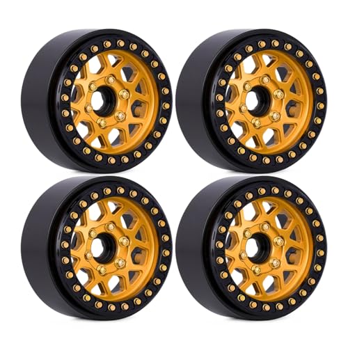 PLOQAZEH RC Autoteile Für SCX10 D90 Für TRX4 Für Capra VS4-10 CC01 Für LCG 1/10 4 Stücke CNC Aluminium 1,9 Beadlock Radnabe Felge RC Crawler Auto Reifen Upgrades(Orange) von PLOQAZEH