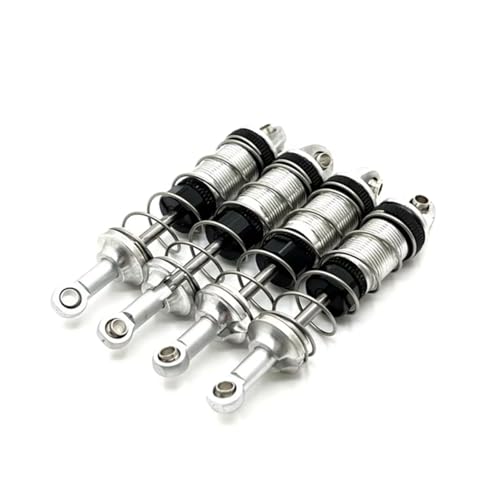 PLOQAZEH RC Autoteile Für SCY Für 16101 16102 16103 1/16 RC Auto 4 Stücke Metall Öl Stoßdämpfer Dämpfer RC Auto Upgrade Teile Zubehör(Silver) von PLOQAZEH