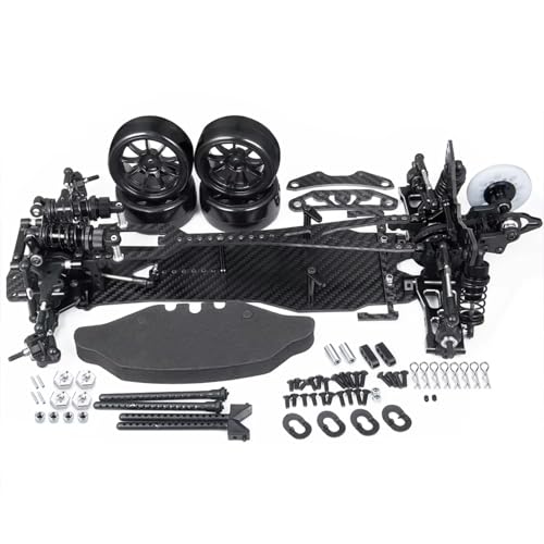 PLOQAZEH RC Autoteile Für Sakura Für D5 1/10 Metall Carbon Faser Kunststoff Rahmen Kit Rad Felgen Stoßdämpfer RC Fernbedienung Drift Auto Teile(Black) von PLOQAZEH