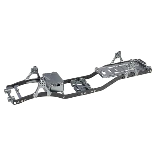 PLOQAZEH RC Autoteile Für Scx10 1/10 Unterfahrschutz Für Chassis Mit Kohlefaserschienen Aluminiumstrebe Empfängerbox Einstellbare Stoßdämpferhalterung Batteriefach RC Crawler(Gray) von PLOQAZEH