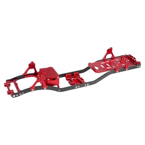 PLOQAZEH RC Autoteile Für Scx10 1/10 Unterfahrschutz Für Chassis Mit Kohlefaserschienen Aluminiumstrebe Empfängerbox Einstellbare Stoßdämpferhalterung Batteriefach RC Crawler(Red) von PLOQAZEH