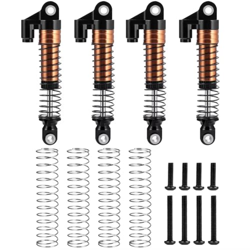 PLOQAZEH RC Autoteile Für TRX-4M Für Bronco Für Defender 1/18 4Pcs Metall 62mm Erweiterte Vorne Hinten Stoßdämpfer Dämpfer RC Crawler Auto Modell Teile(Black) von PLOQAZEH