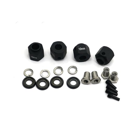 PLOQAZEH RC Autoteile Für TRX4 1/10 6/8/9/10/11/12mm Dicke 12mm Rad Hex Adapter Dekoration Auto Zubehör RC Crawler Auto Upgrade Teile(Black,10mm) von PLOQAZEH