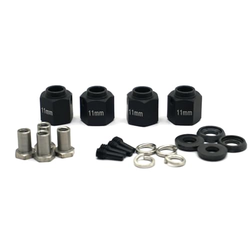 PLOQAZEH RC Autoteile Für TRX4 1/10 6/8/9/10/11/12mm Dicke 12mm Rad Hex Adapter Dekoration Auto Zubehör RC Crawler Auto Upgrade Teile(Black,11mm) von PLOQAZEH